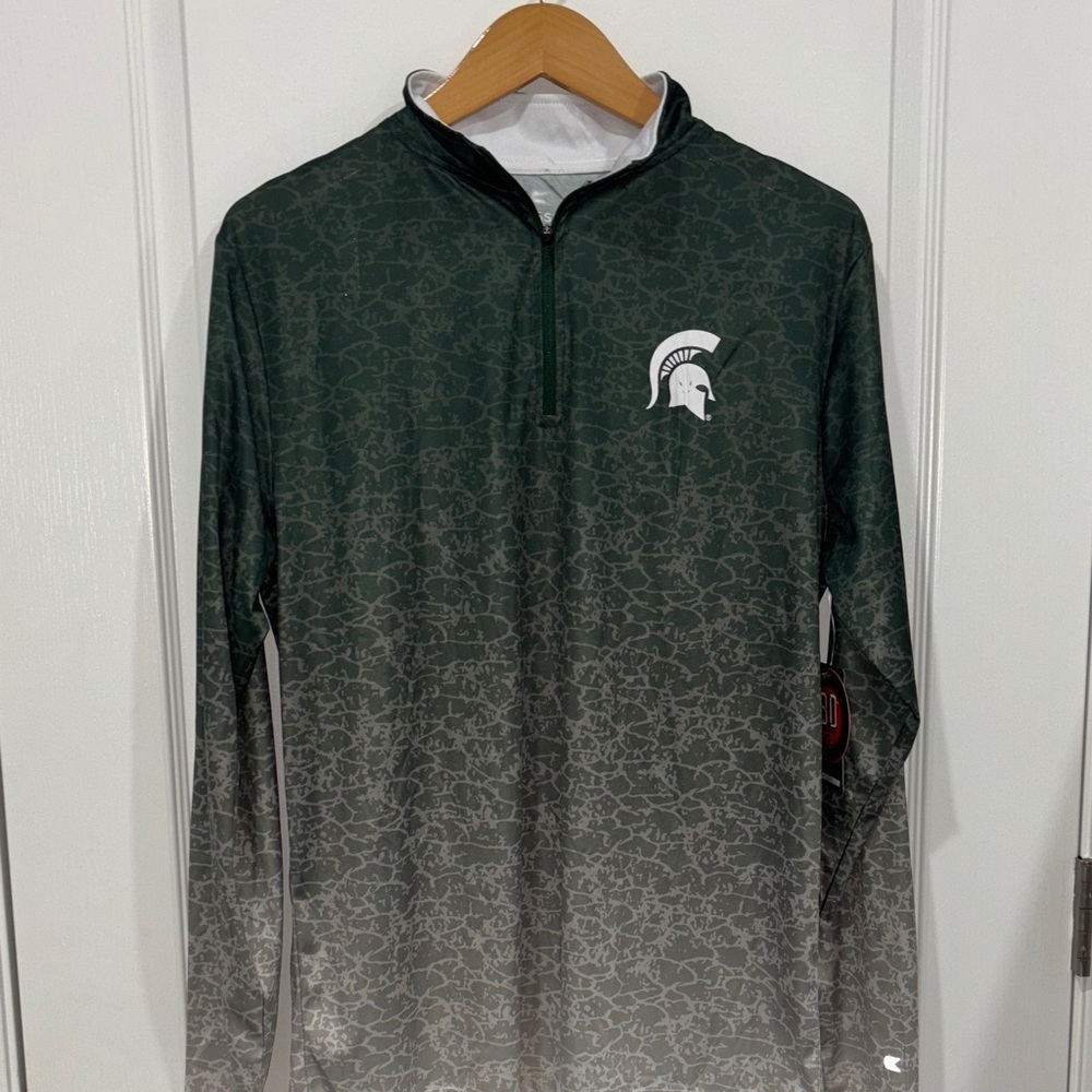 NWT Colosseum Green and Black Michigan State Athletic 1/4 zip Pullover MEDIUM